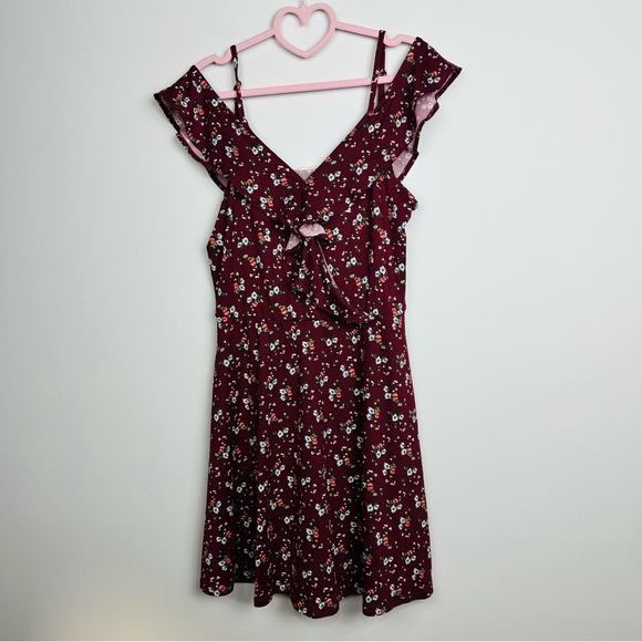 The general good Burgundy Floral Mini Dress Size Large - Picture 1 of 8